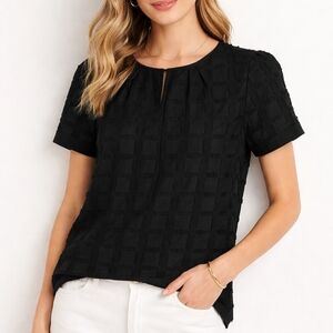 J. Crew Black Textured Women's Blouse w/Keyhole Neck
